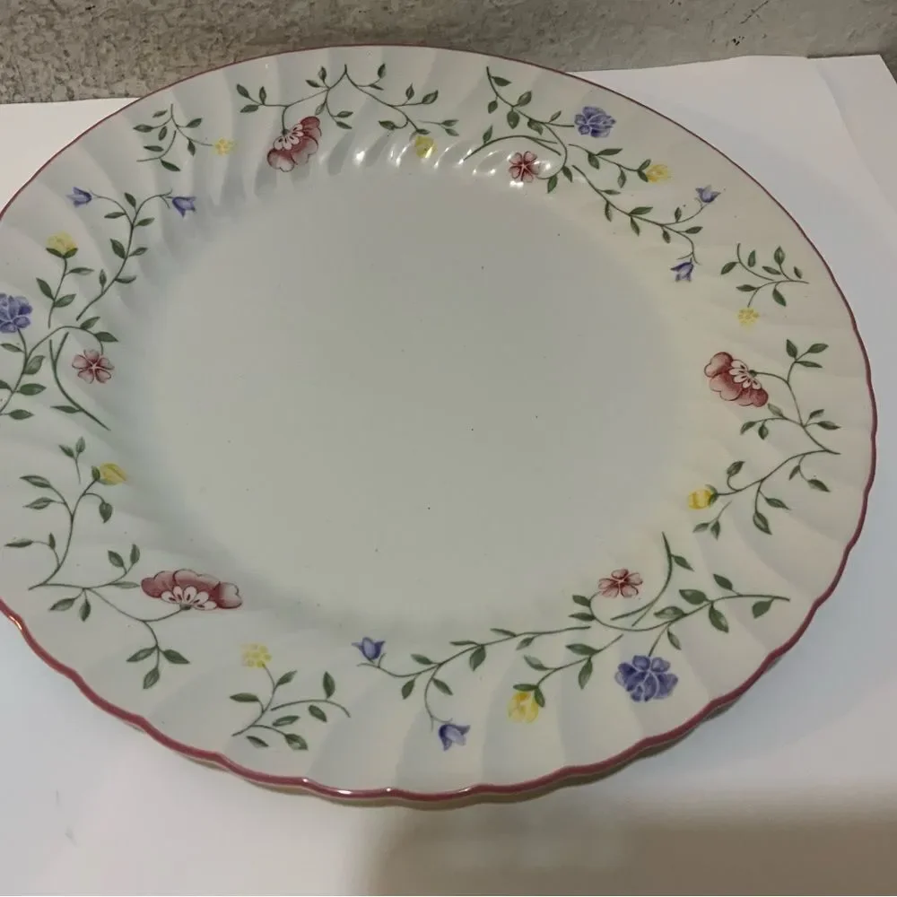 2 Johnson Brothers Summer Chintz Dinner Plates Pink Flower Ridged Border England